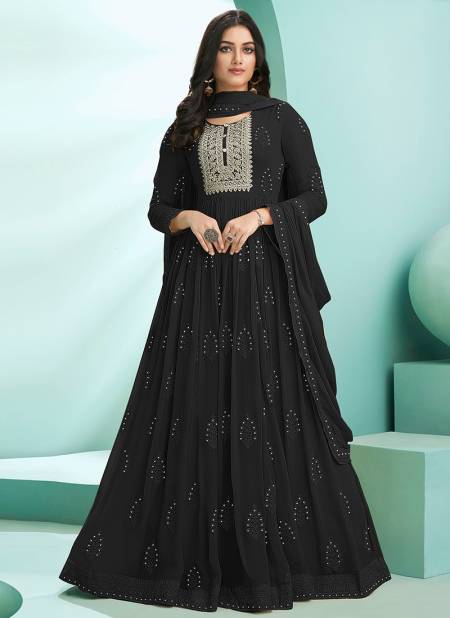 Black Colour Designer Heavy Wedding wear Georgette Embroidery With Diamond Work Suit Collection 2001F
